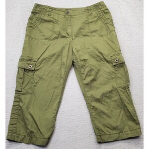 Reba Crop Cargo Pants Womens Size 12 Green Pockets Low Waist Medium Wash Comfort